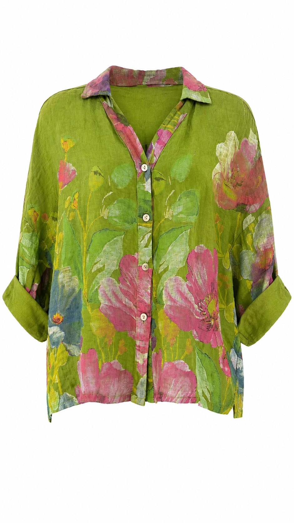Camisa floral de lino