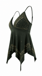 Top con coppe triangolari e strass dorati