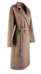 Cappotto lungo doppiopetto con cintura in vita