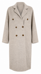 Cappotto lungo doppiopetto beige in lana