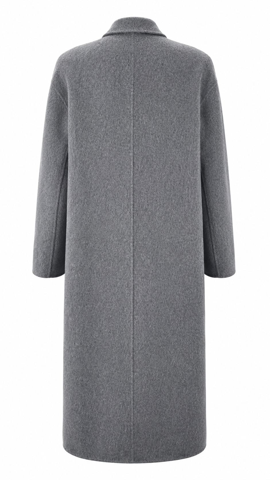 Cappotto in lana lungo grigio melange doppiopetto con revers