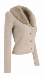 Cardigan con colletto effetto pelliccia