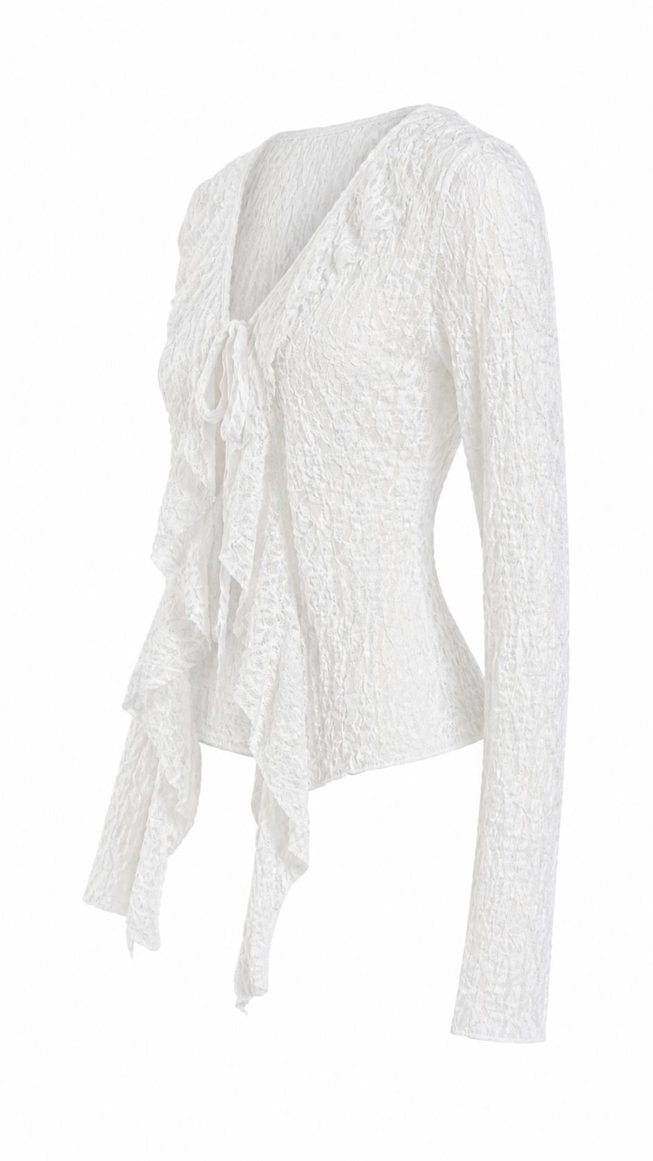 Cardigan in pizzo e volant