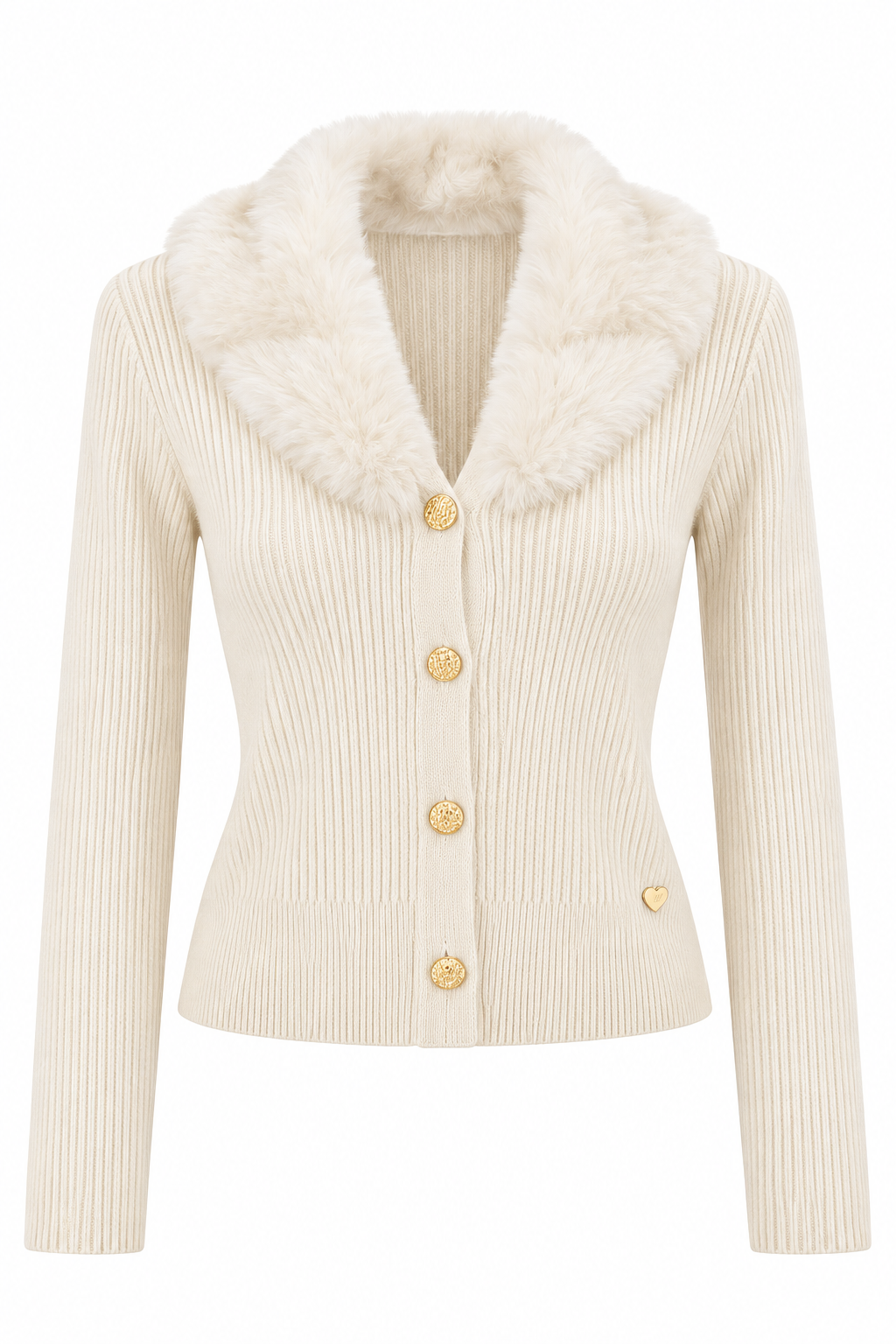 Cardigan con colletto effetto pelliccia