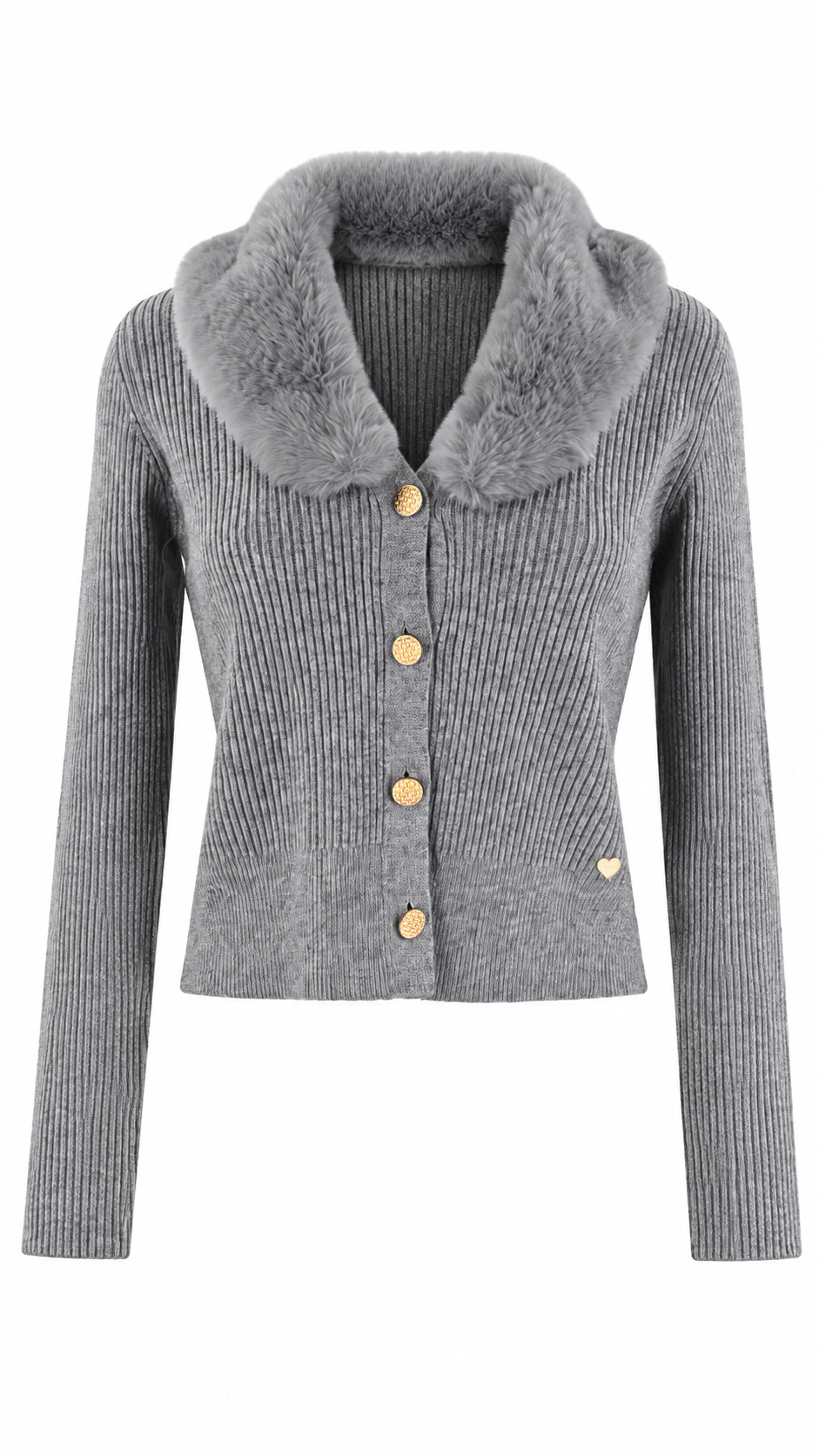 Cardigan con colletto effetto pelliccia