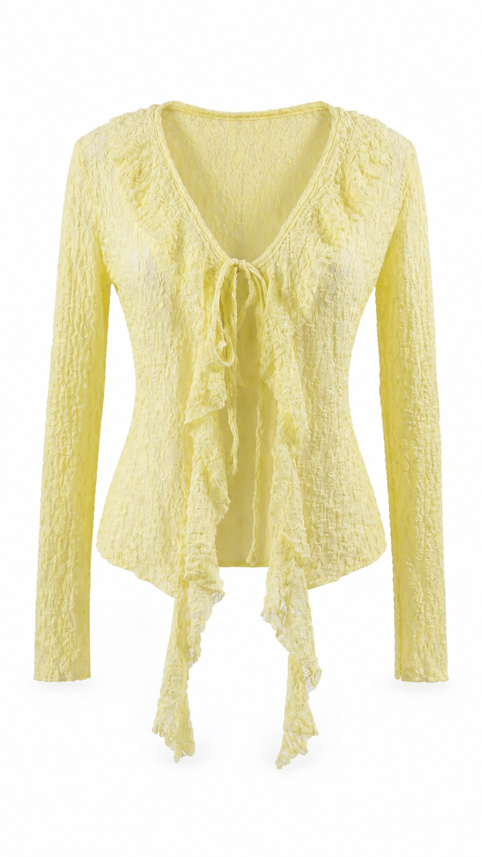 Cardigan in pizzo e volant