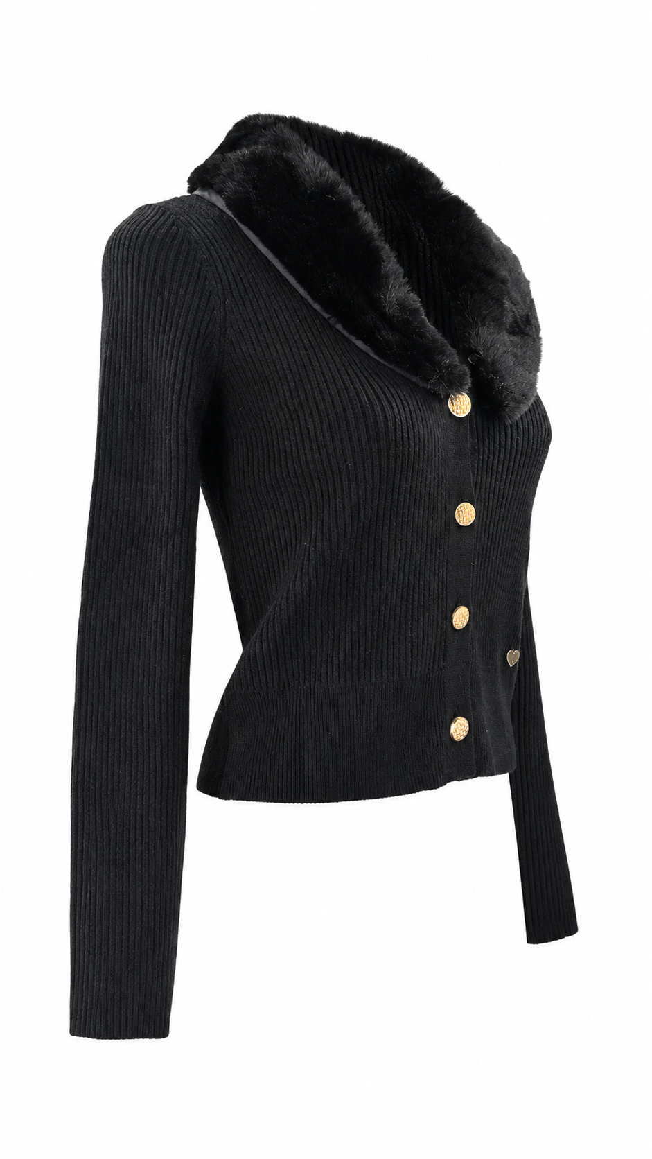 Cardigan con colletto effetto pelliccia