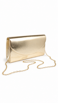 Pochette elegante con patta arrotondata effetto pelle