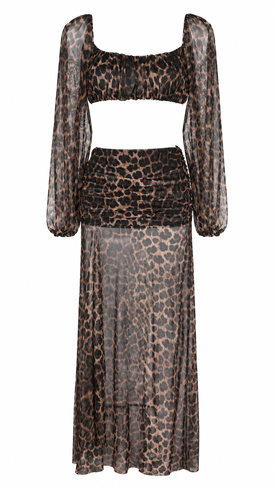 Completo animalier leopardato due pezzi