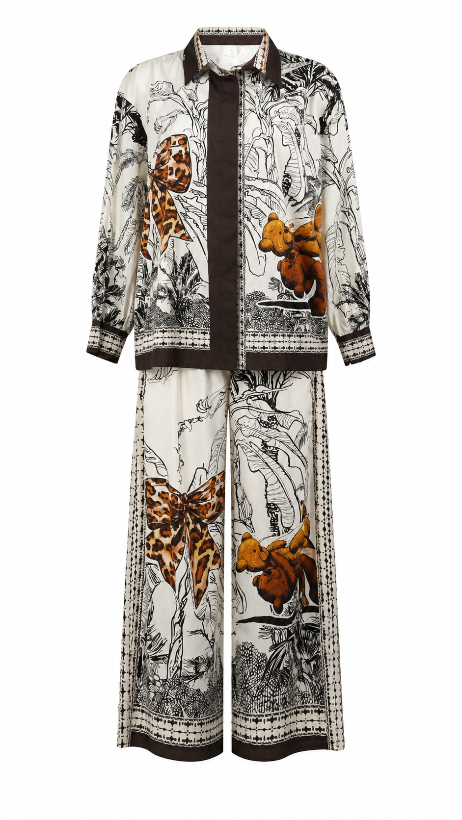 Camicia con stampe tropicali e dettagli animalier