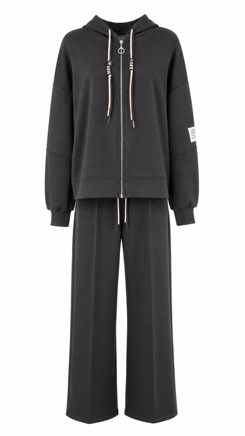 Felpa con cappuccio, zip e coulisse bicolore