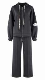 Felpa con cappuccio, zip e coulisse bicolore