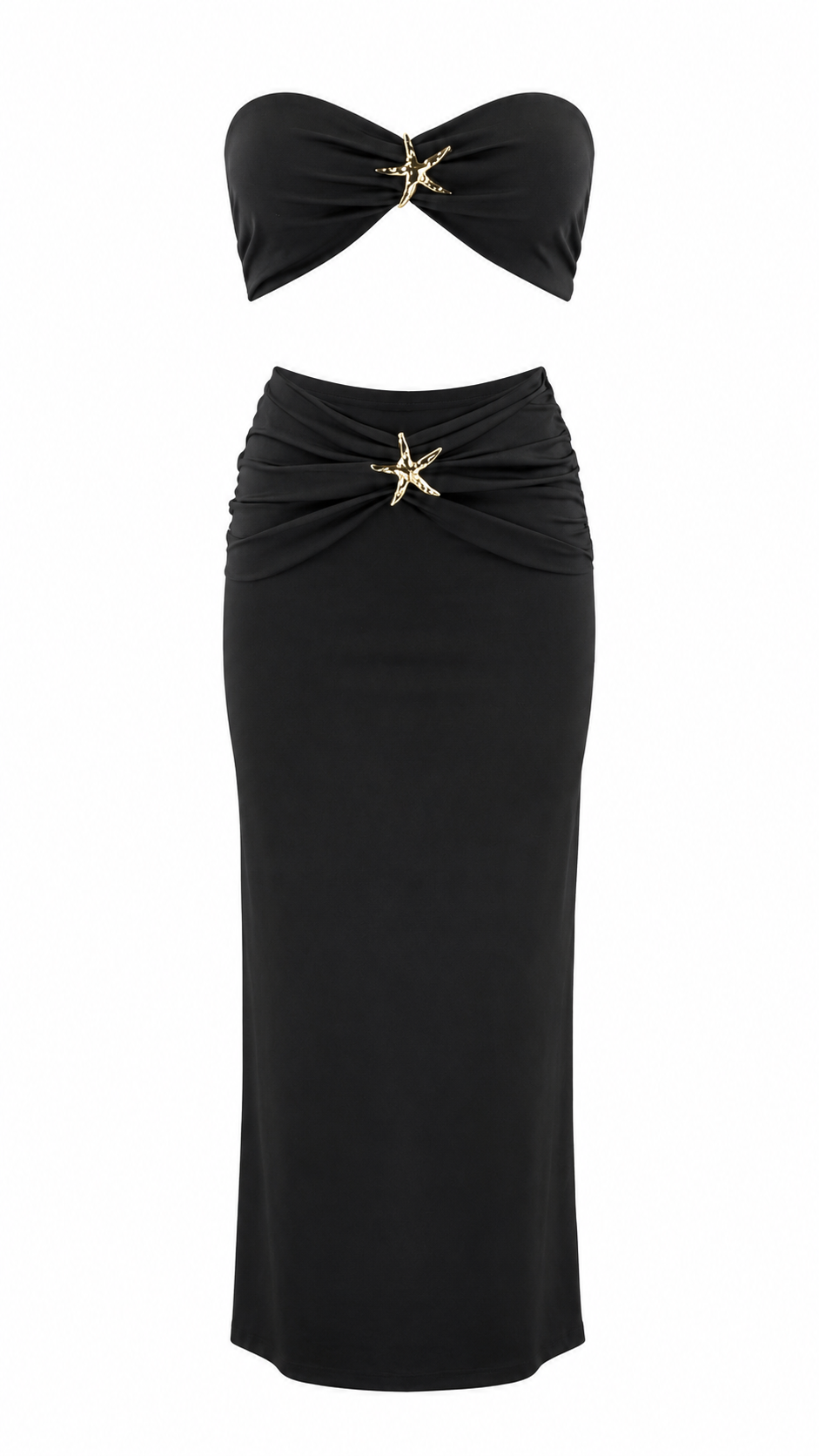 Strapless short dress with tiered skirt