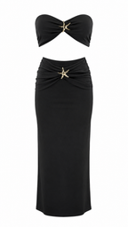 Strapless short dress with tiered skirt