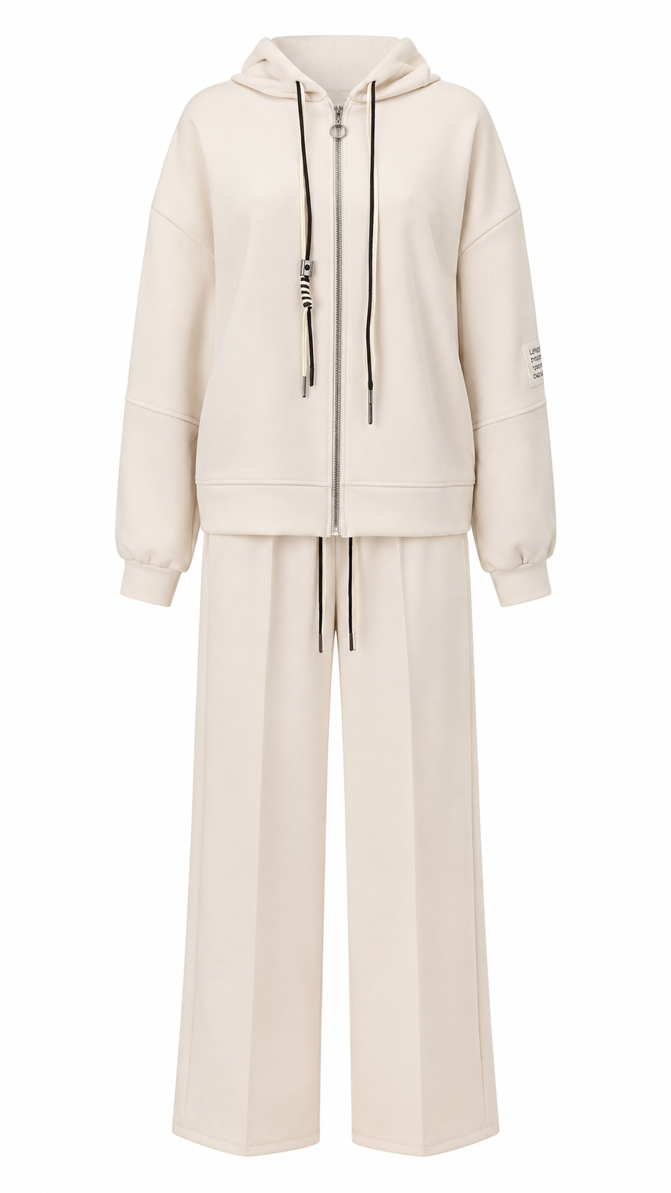 Felpa con cappuccio, zip e coulisse bicolore