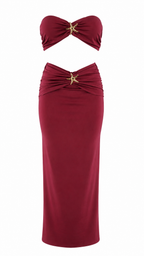 Strapless short dress with tiered skirt