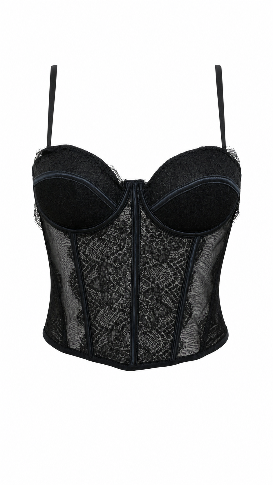 Top a corsetto con pizzo e mesh