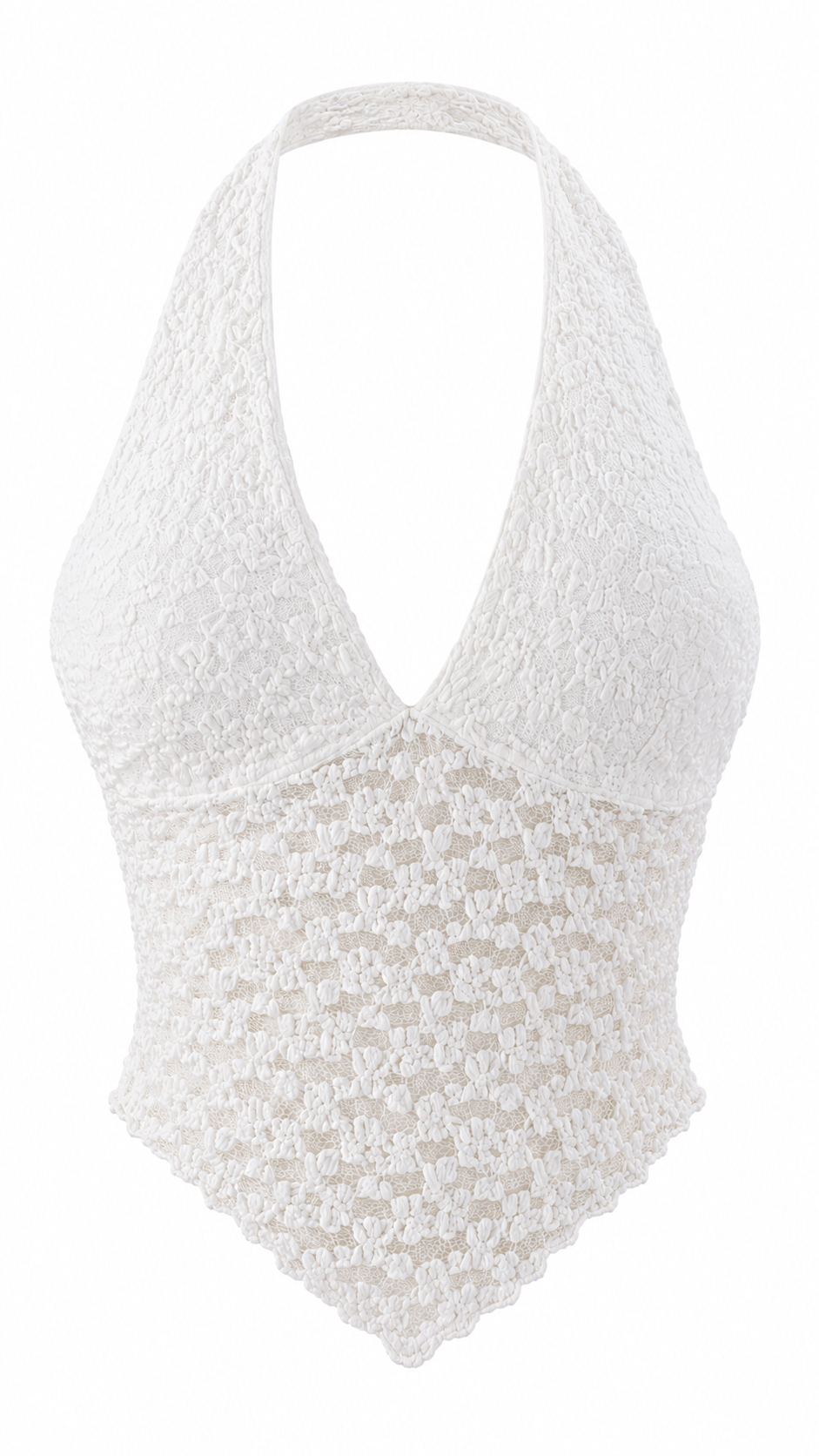 Top corto in pizzo con scollo profondo
