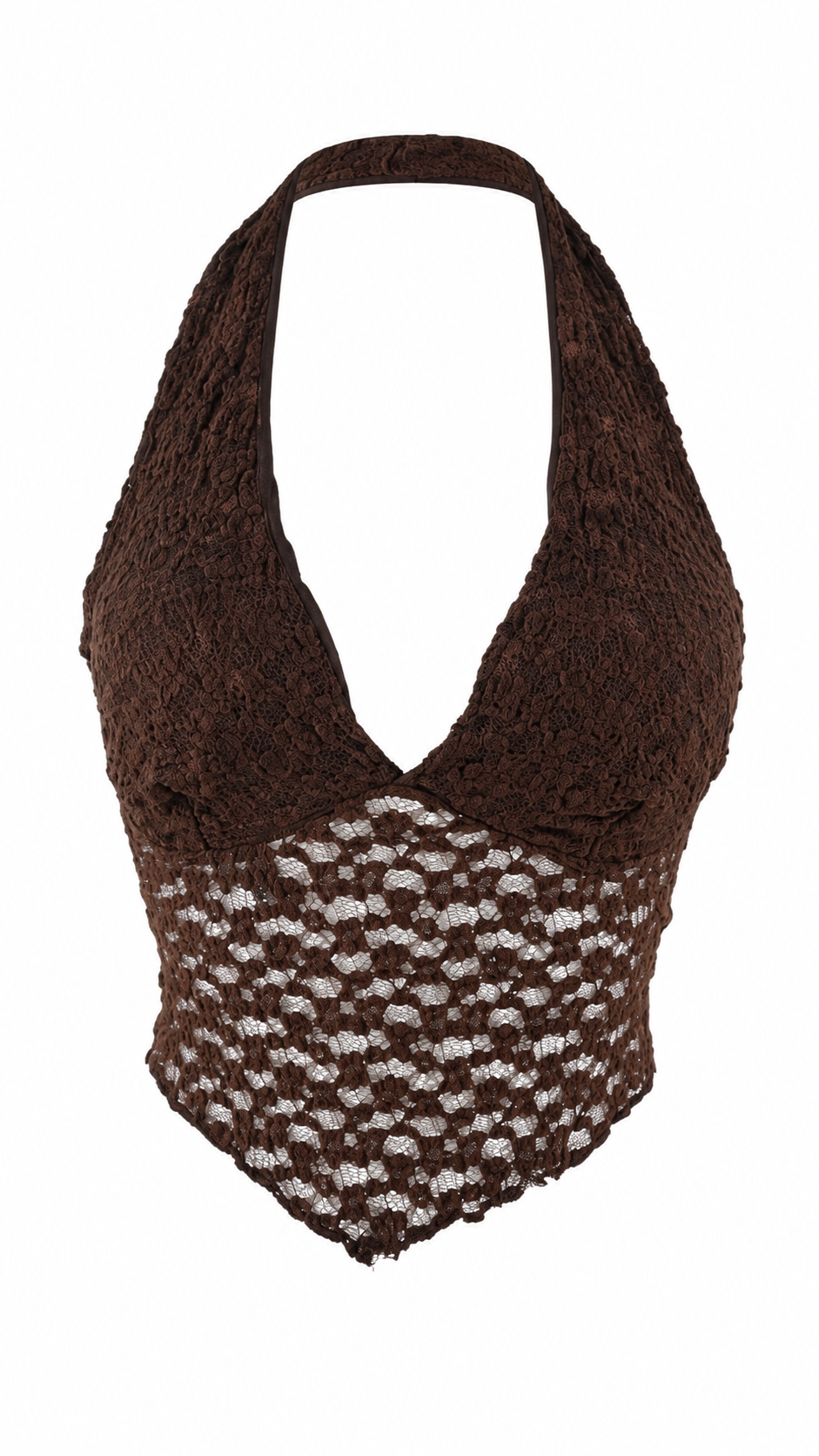 Top corto in pizzo con scollo profondo