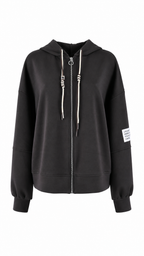 Felpa con cappuccio, zip e coulisse bicolore