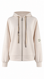 Felpa con cappuccio, zip e coulisse bicolore