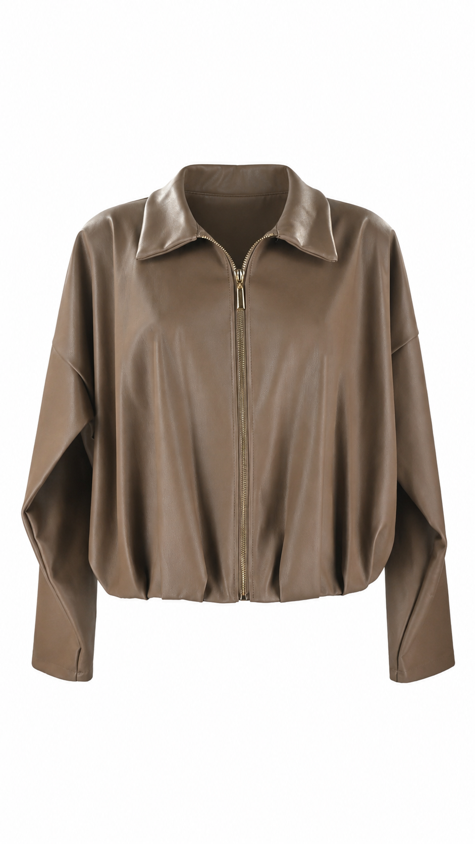 Giacca corta in ecopelle con zip frontale
