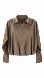 Giacca corta in ecopelle con zip frontale