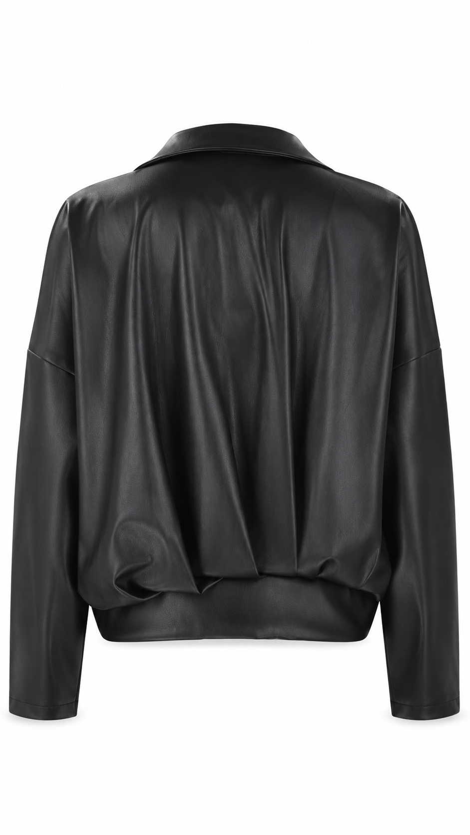 Giacca corta in ecopelle con zip frontale
