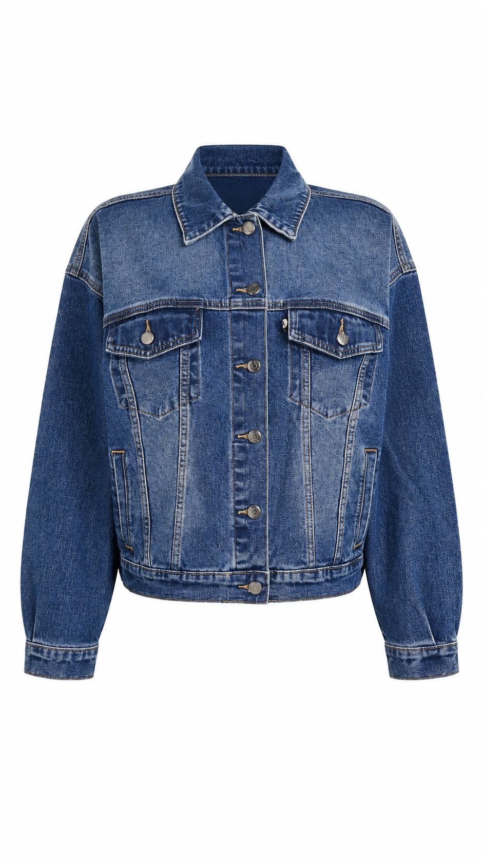 Giacca trucker in denim blu effetto washed