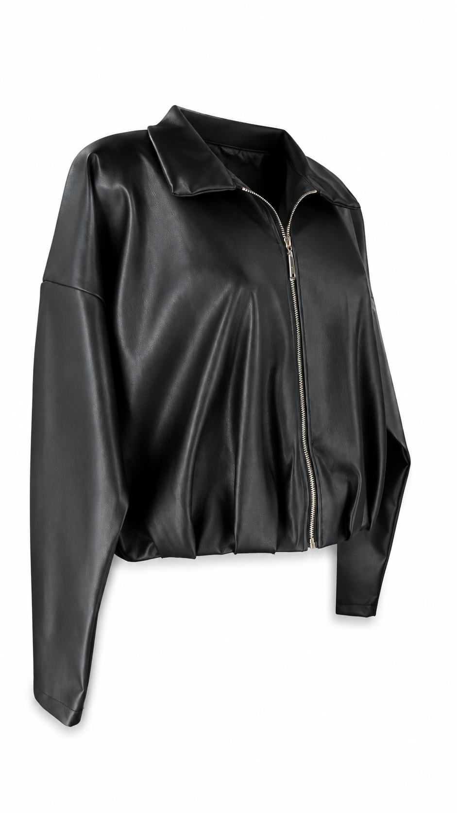 Giacca corta in ecopelle con zip frontale