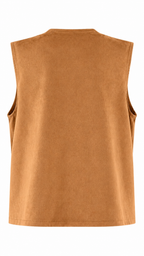 Gilet effetto scamosciato con frange lunghe e borchie