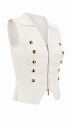 Gilet top con zip e bottoni dorati