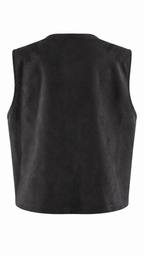 Gilet effetto scamosciato con frange lunghe e borchie