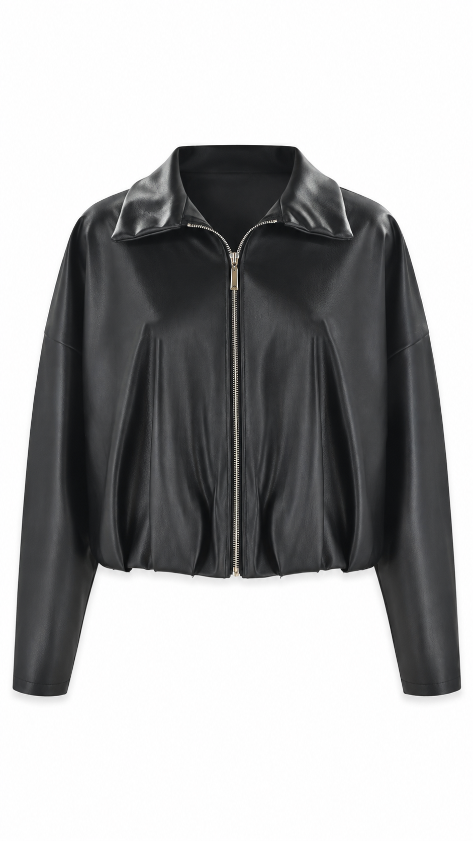 Giacca corta in ecopelle con zip frontale