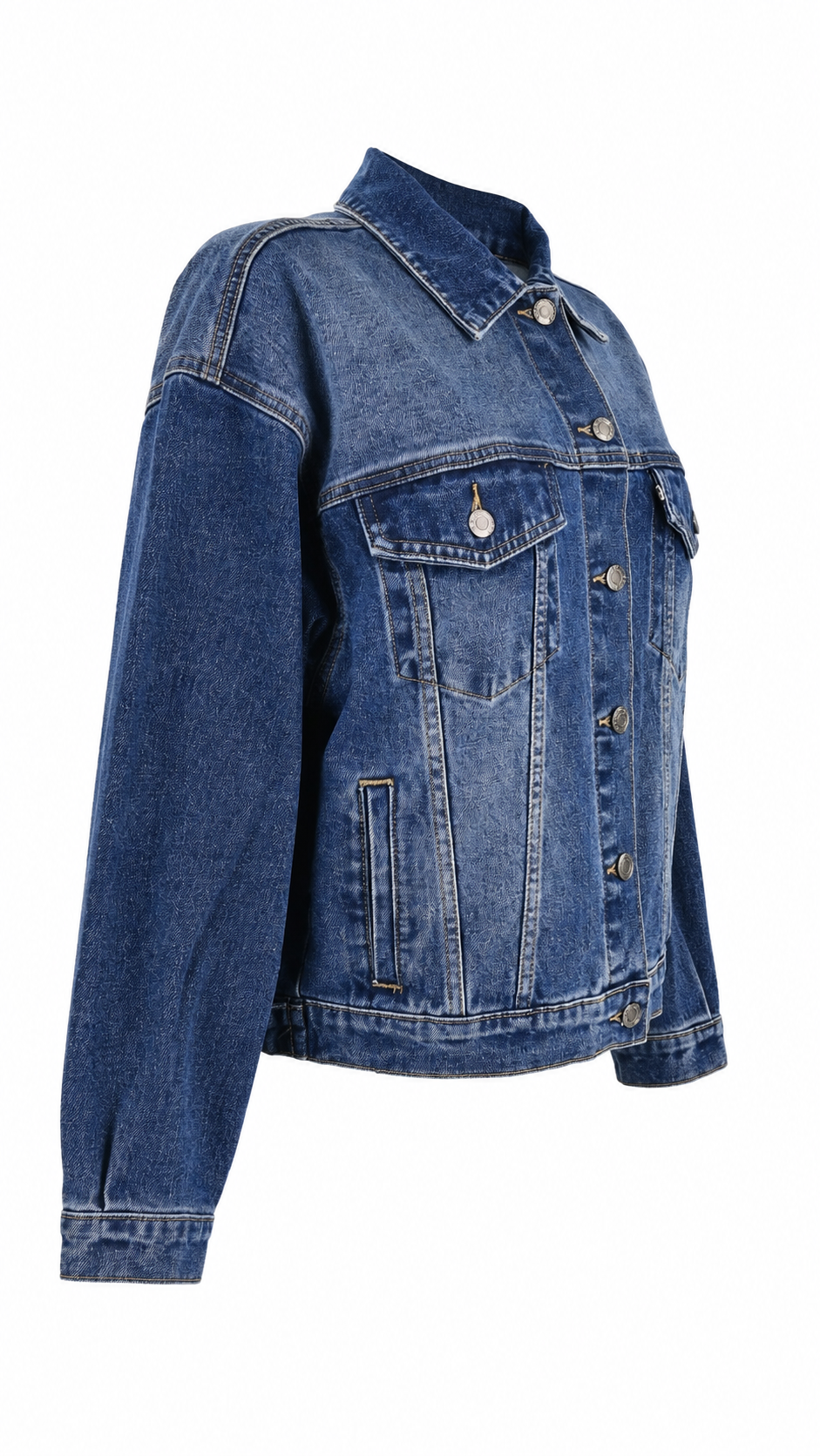 Giacca trucker in denim blu effetto washed
