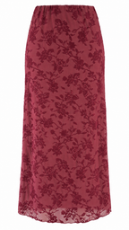 Gonna midi in tulle con motivo floreale effetto velluto