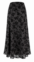 Gonna midi in tulle con motivo floreale effetto velluto