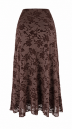 Gonna midi in tulle con motivo floreale effetto velluto