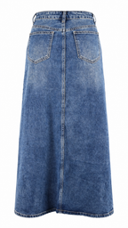 Gonna lunga in denim blu a vita alta con spacco frontale