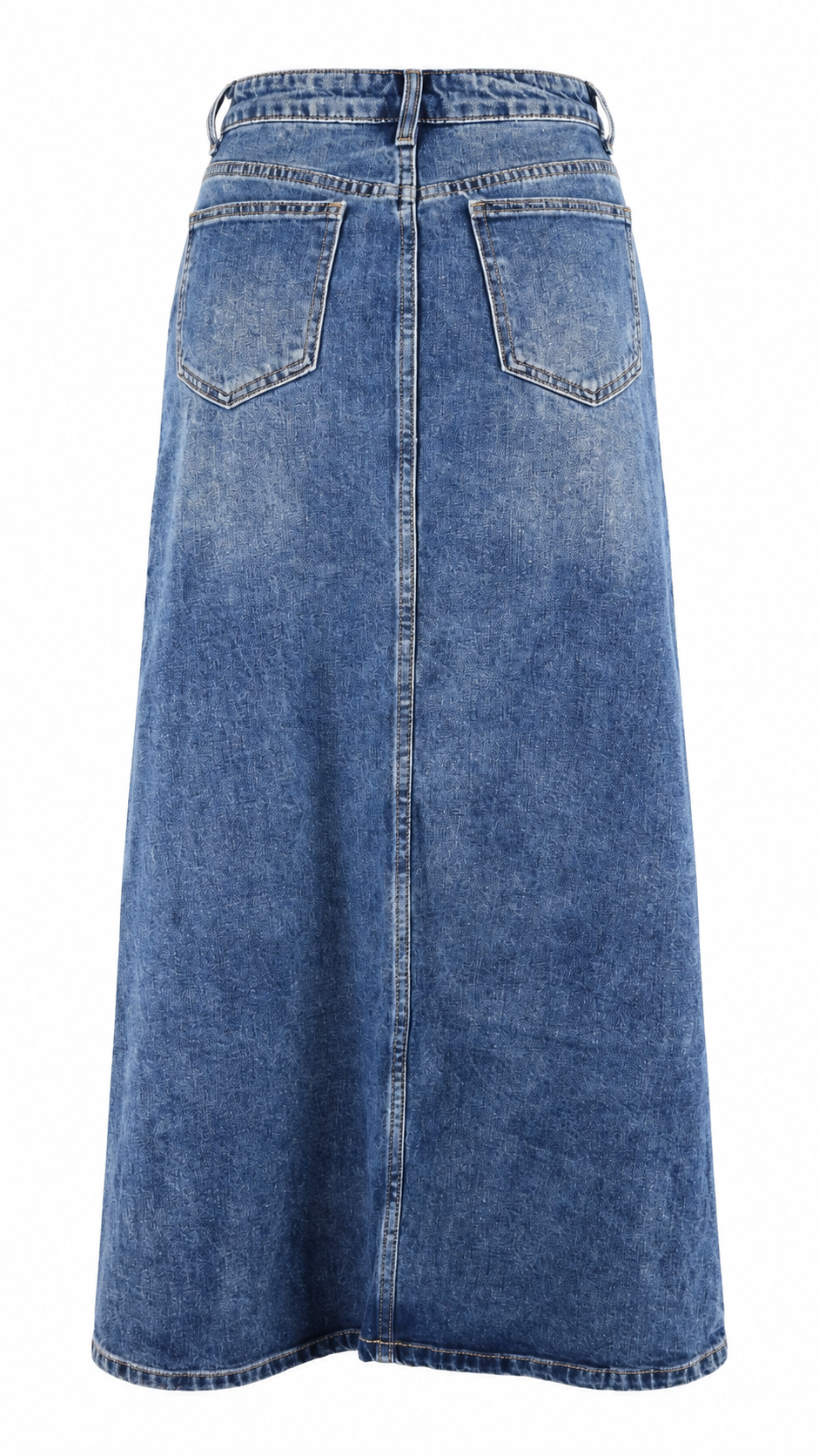 Gonna lunga in denim blu a vita alta con spacco frontale