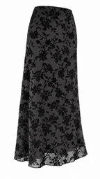 Gonna midi in tulle con motivo floreale effetto velluto