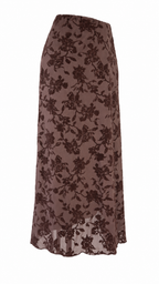 Gonna midi in tulle con motivo floreale effetto velluto