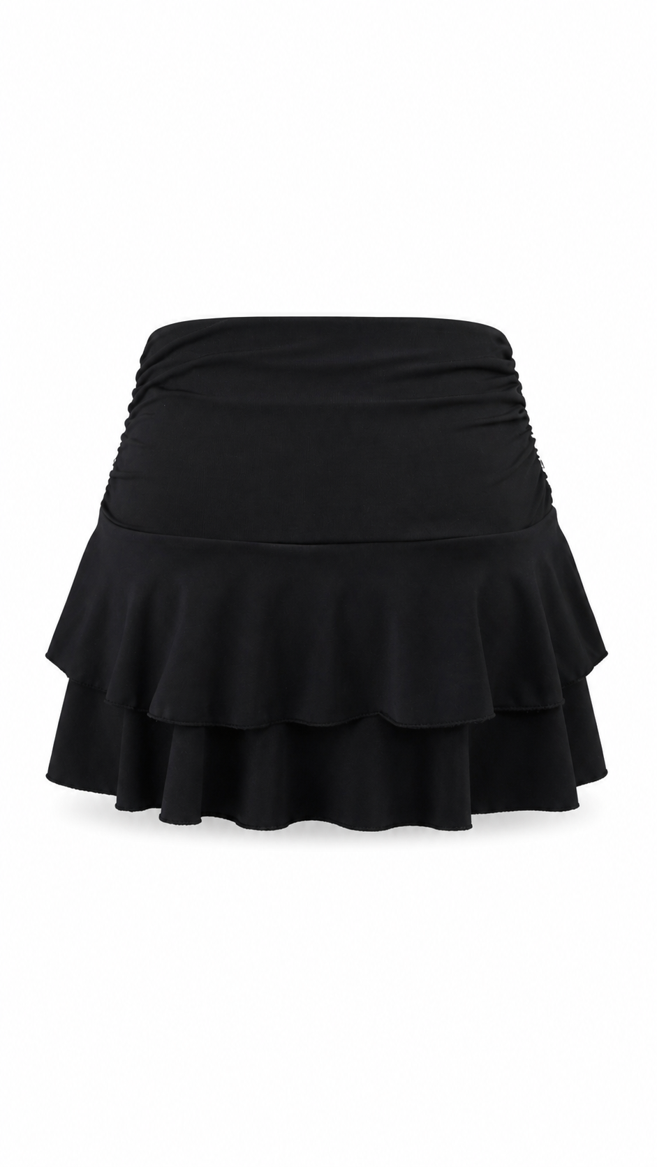 Strapless short dress with tiered skirt