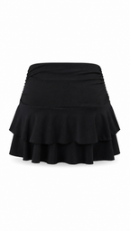 Strapless short dress with tiered skirt