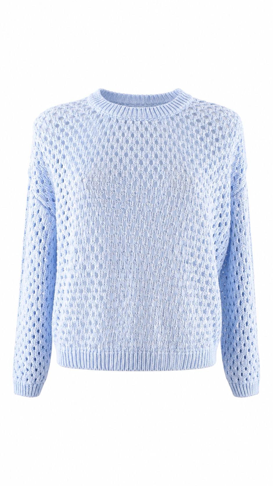 Pullover traforato a rete con girocollo