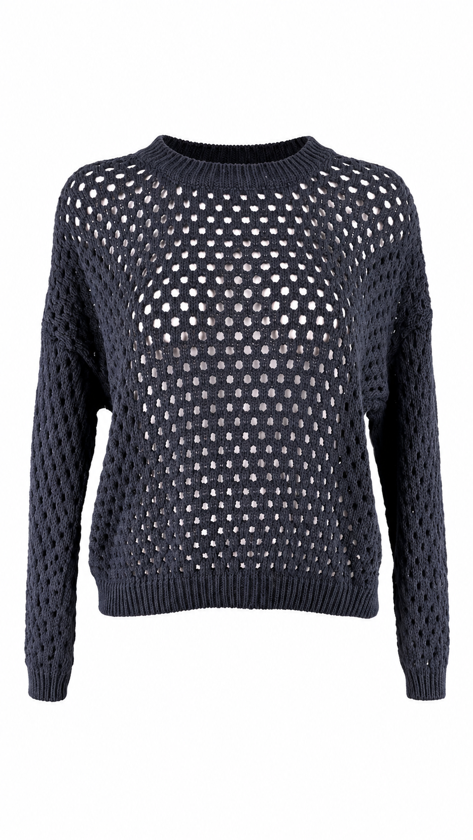 Pullover traforato a rete con girocollo