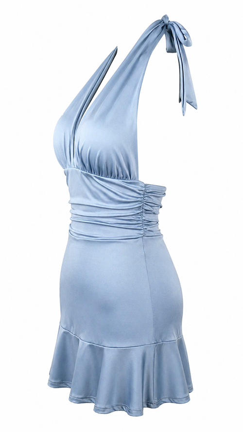 Short dress with ruffled skirt