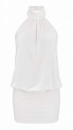 Abito corto con collo halter alto