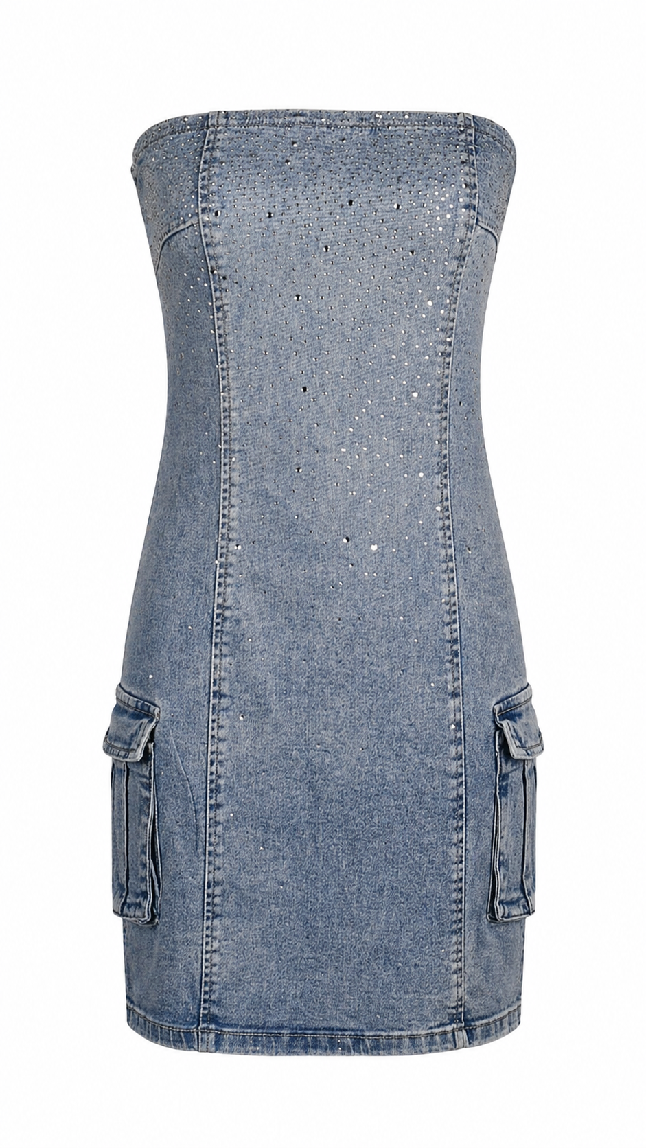 Short bandeau denim dress with glitter – 3L