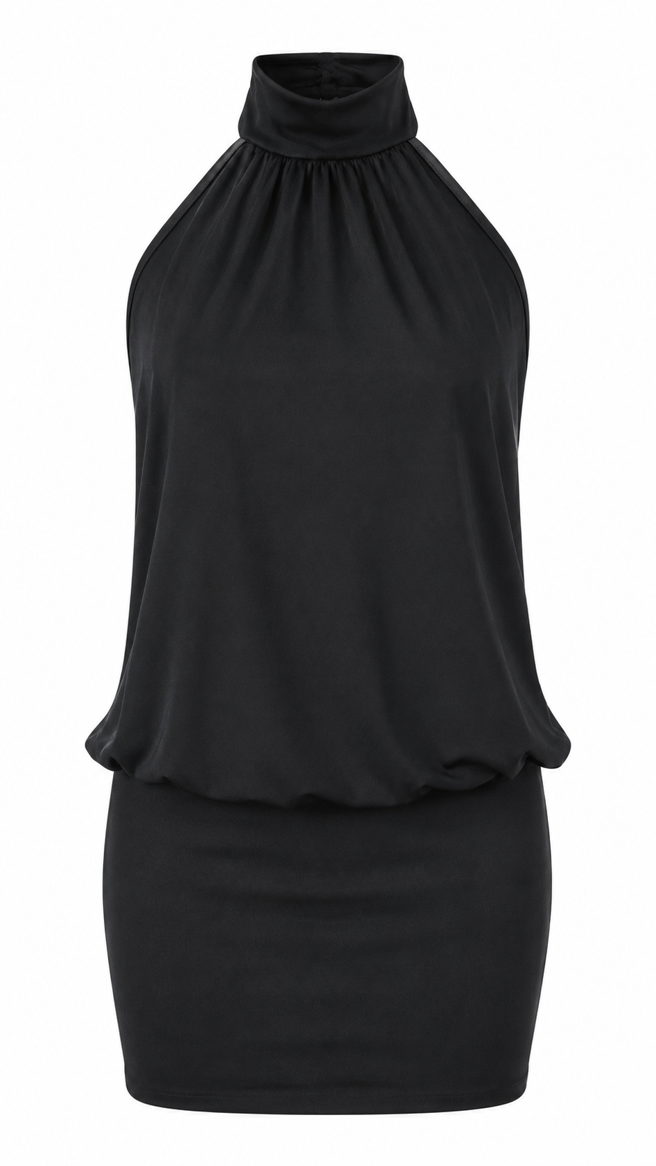 Abito corto con collo halter alto